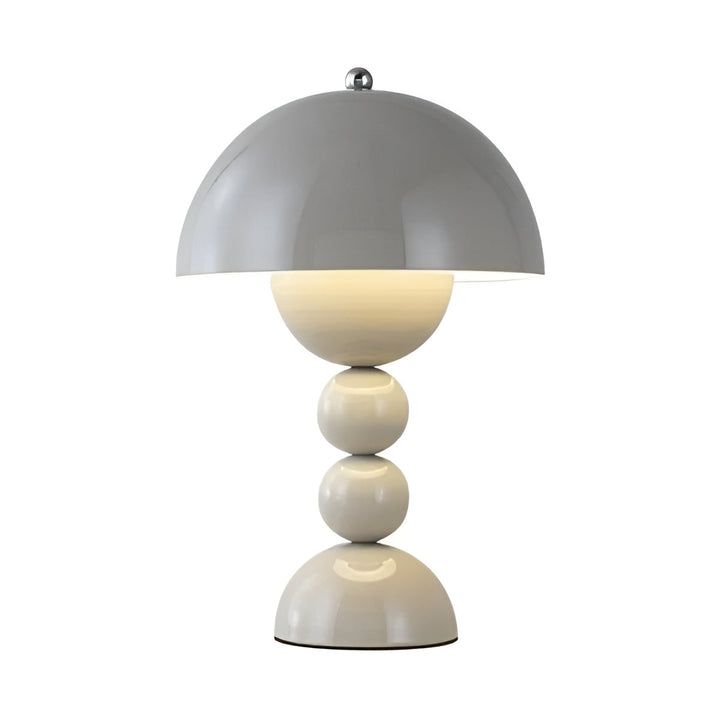 Elegante Tischlampe im skandinavischen Stil mit dimmbarem LED-Licht und weißen Akzenten, inspiriert von Blumen.