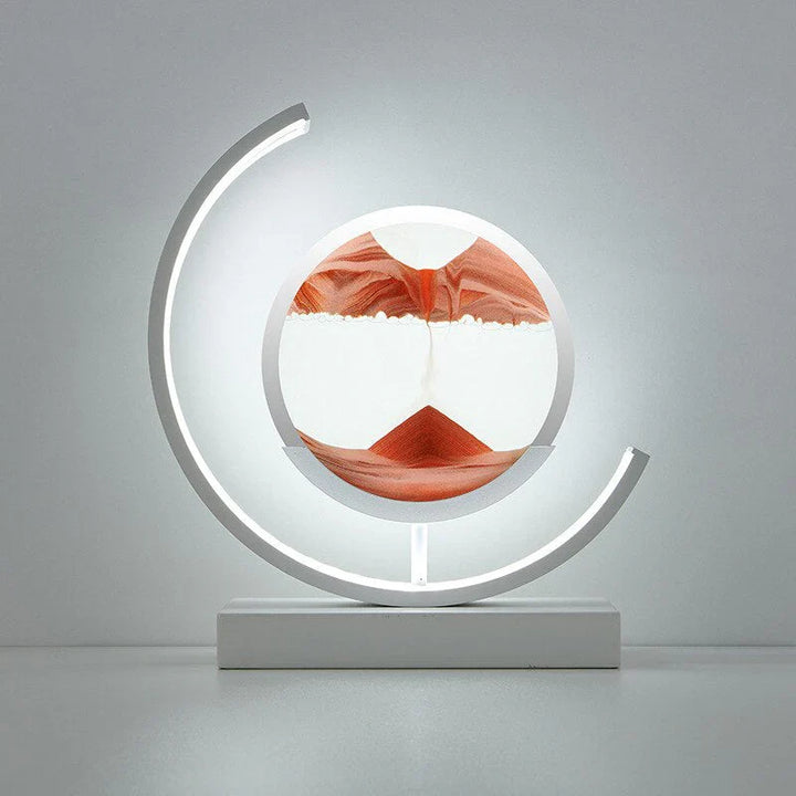 Elegant bordlampe med 3D sandkunst, varmt LED-lys og flydende sand, et perfekt design til stuer.