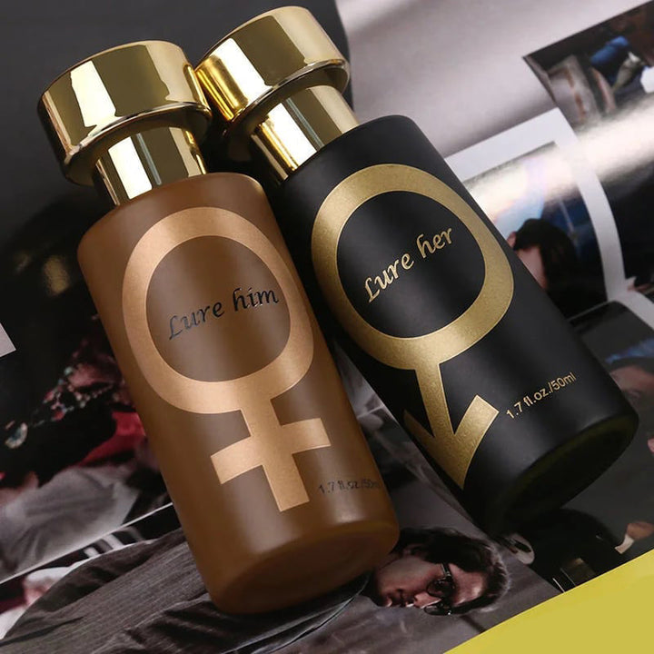 Elegant unisex parfumeflaske med langvarig duft, sort-guld design, ideel til stilfulde, selvsikre brugere.