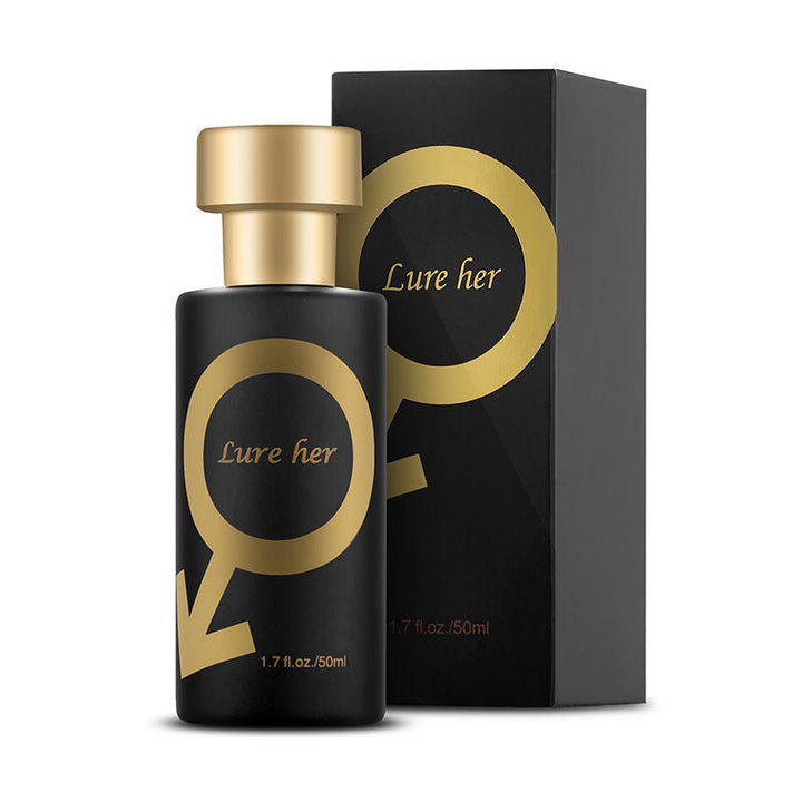 Elegant unisex parfumeflaske med langvarig duft, sort-guld design, ideel til stilfulde, selvsikre brugere.