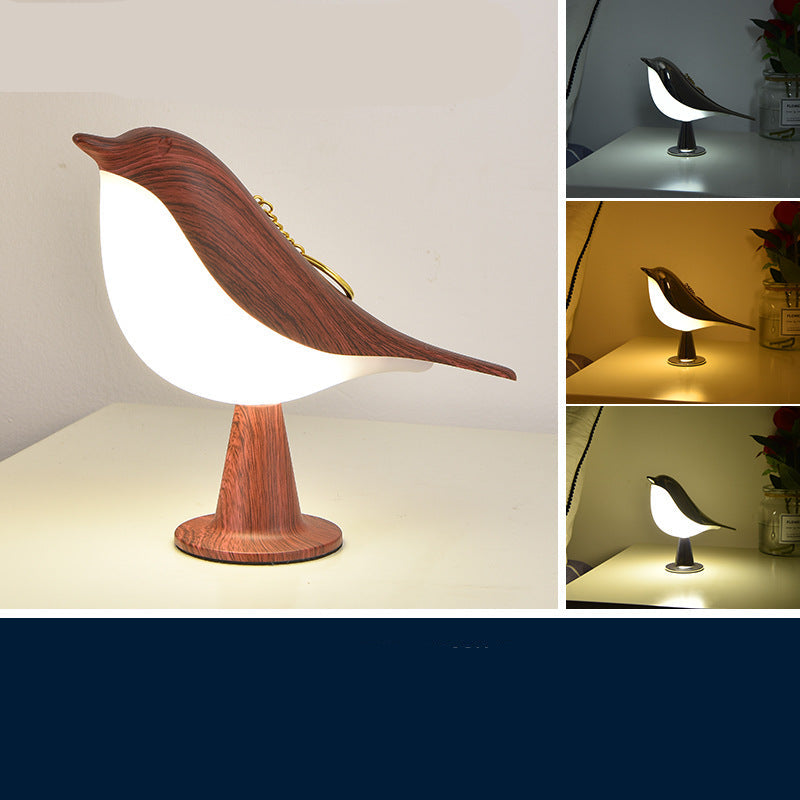Elegant fugleformet lampe med tre LED-lysniveauer for fleksibel, energibesparende belysning og stilfuld atmosfære.