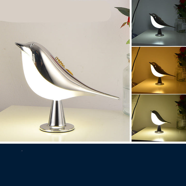 Elegant fugleformet lampe med tre LED-lysniveauer for fleksibel, energibesparende belysning og stilfuld atmosfære.
