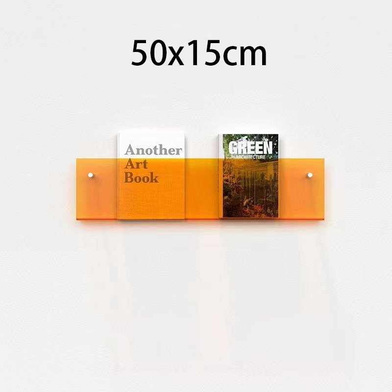 Eleganter Acryl-Magazinhalter für die Wand, schwebend, in verschiedenen Farben, ideal für moderne Wohn- und Büroräume.