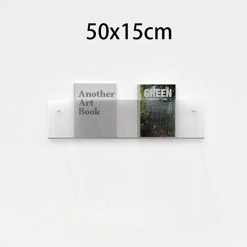Eleganter Acryl-Magazinhalter für die Wand, schwebend, in verschiedenen Farben, ideal für moderne Wohn- und Büroräume.