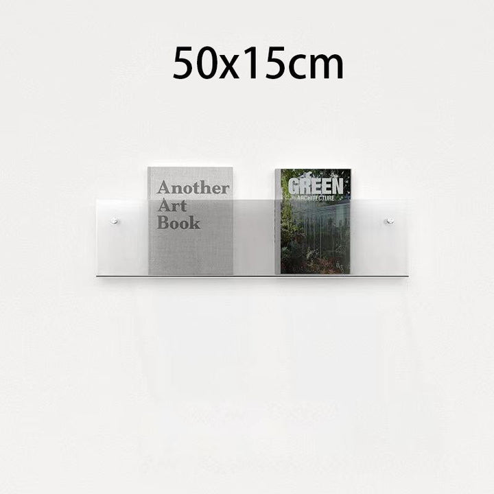 Eleganter Acryl-Magazinhalter für die Wand, schwebend, in verschiedenen Farben, ideal für moderne Wohn- und Büroräume.