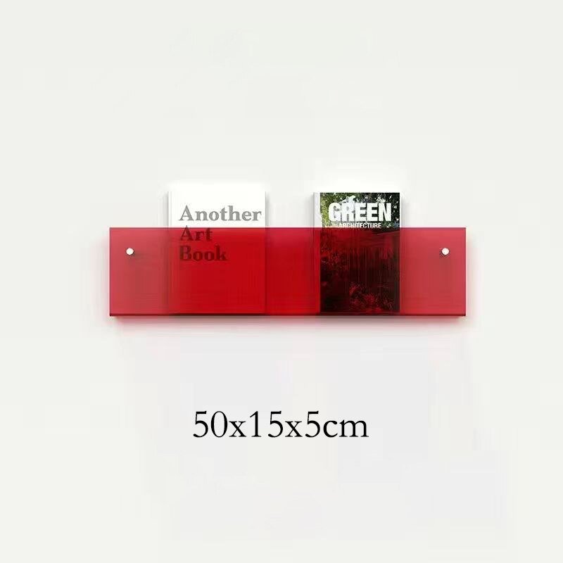 Eleganter Acryl-Magazinhalter für die Wand, schwebend, in verschiedenen Farben, ideal für moderne Wohn- und Büroräume.