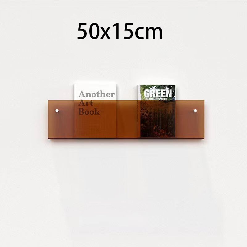 Eleganter Acryl-Magazinhalter für die Wand, schwebend, in verschiedenen Farben, ideal für moderne Wohn- und Büroräume.
