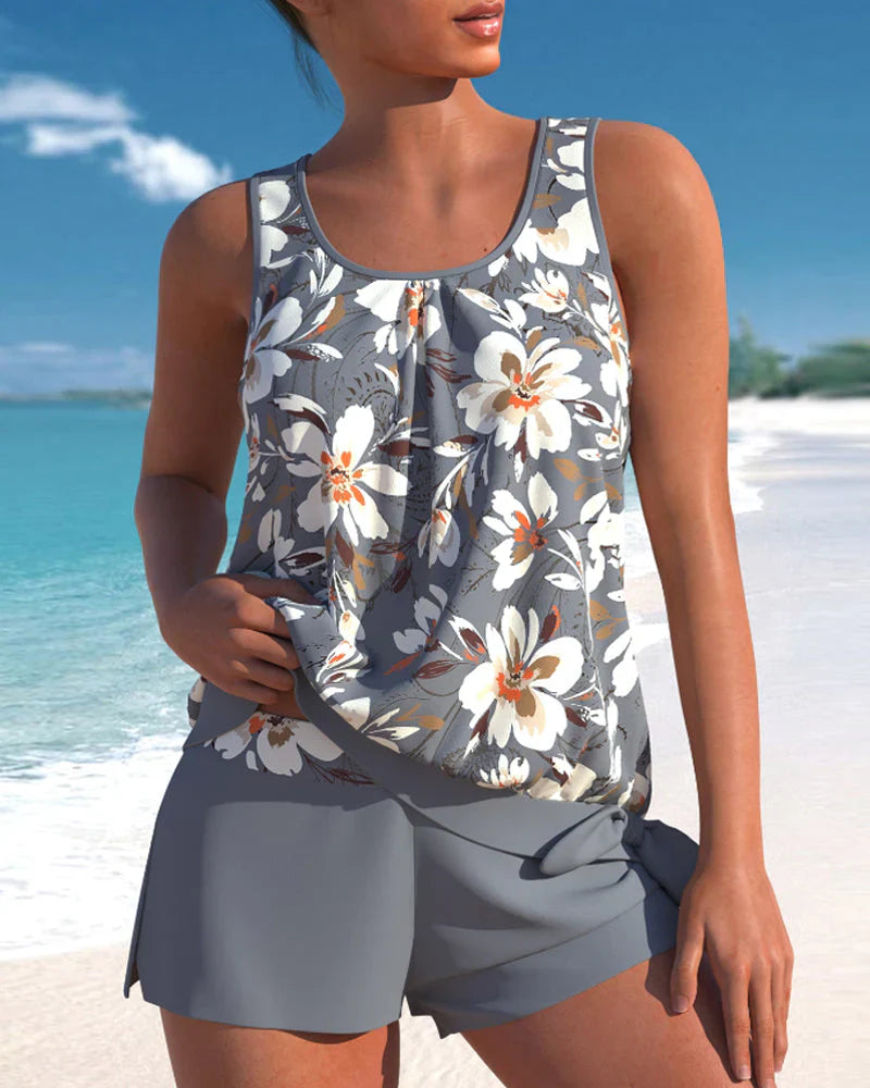 Elegant ærmeløs tankini for kvinder, moderne design, alsidige farver, optimal komfort ved stranden og poolen.