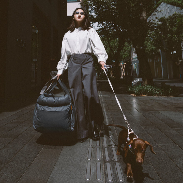 Eleganter Kunstleder-Hundeautositz in Schwarz, komfortabel mit Sicherheitsleinen und Polsterung, stilvoll für Reisen.