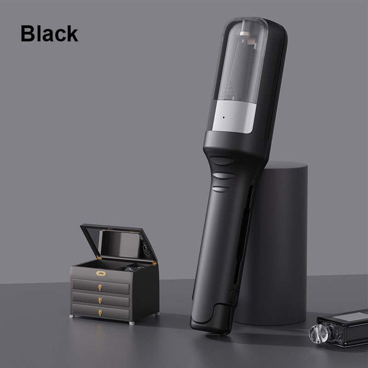 Elegant bærbar trådløs hårtrimmer med blåt lys, dobbeltklinger og ergonomisk design for præcis styling.