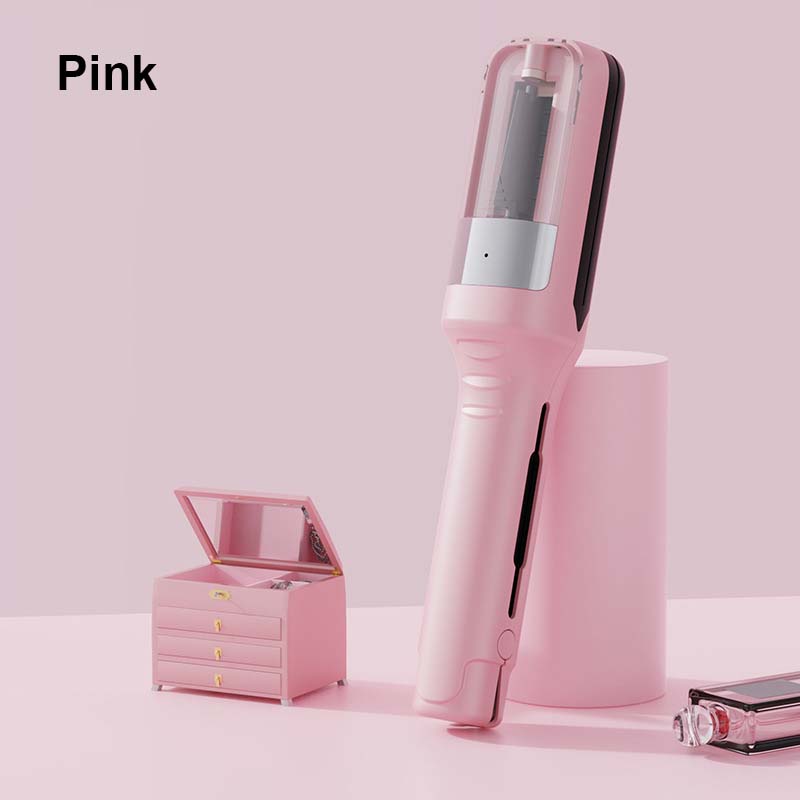 Elegant bærbar trådløs hårtrimmer med blåt lys, dobbeltklinger og ergonomisk design for præcis styling.