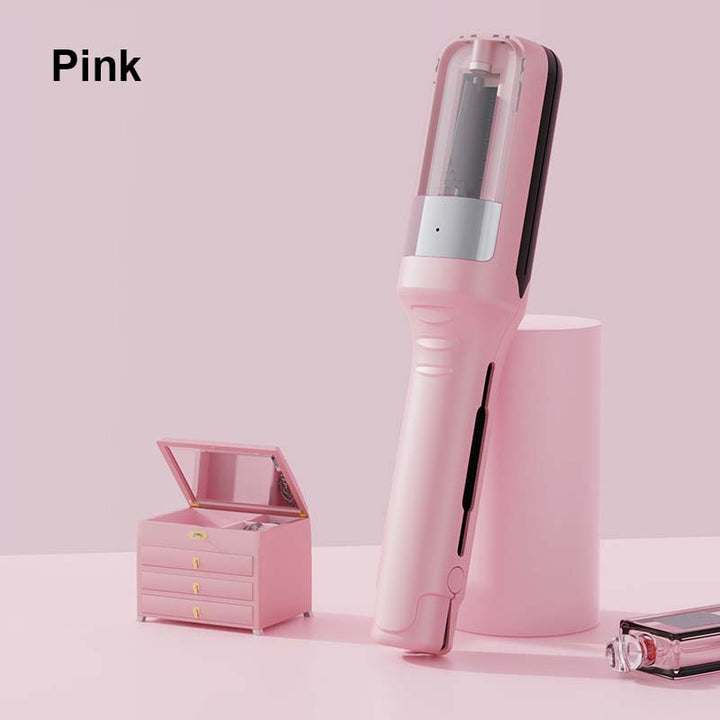 Elegant bærbar trådløs hårtrimmer med blåt lys, dobbeltklinger og ergonomisk design for præcis styling.