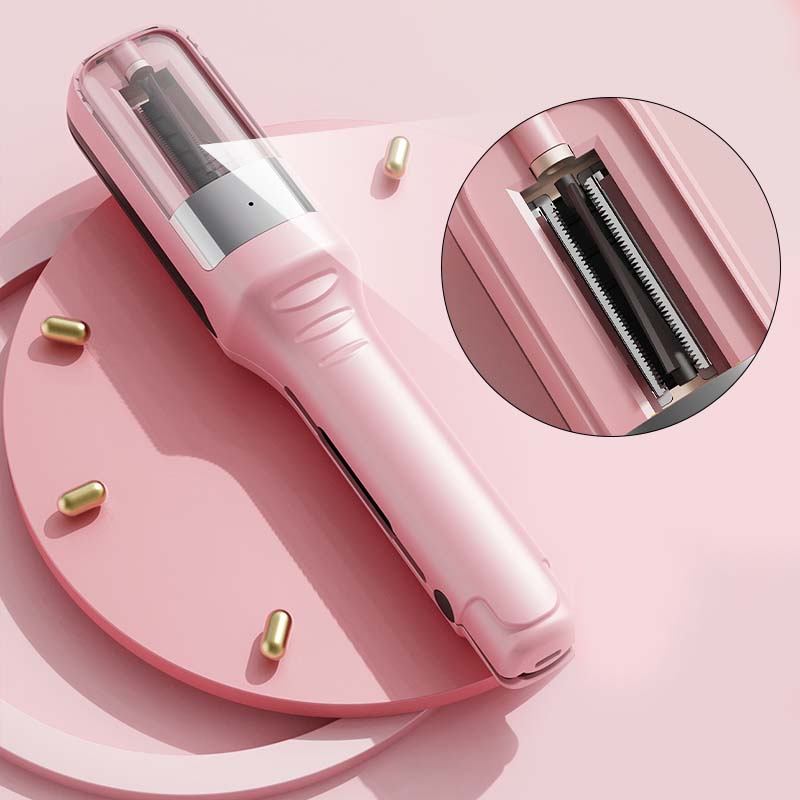 Elegant bærbar trådløs hårtrimmer med blåt lys, dobbeltklinger og ergonomisk design for præcis styling.