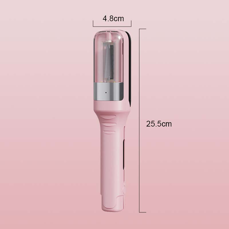 Elegant bærbar trådløs hårtrimmer med blåt lys, dobbeltklinger og ergonomisk design for præcis styling.