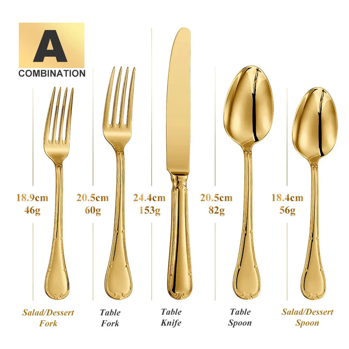 Elegant bestiksæt i rustfrit stål med glat, afrundet design. Perfekt til stilfulde middage og borddækning.
