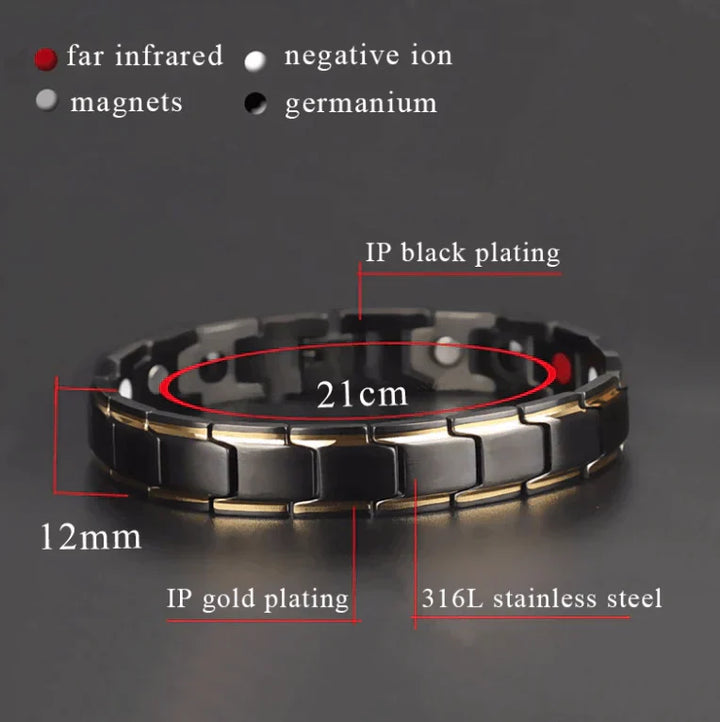 Elegant magnetisk sundhedsarmbånd, sølvfarvet, fremmer velvære, med neodym-magneter, passer til ethvert outfit.