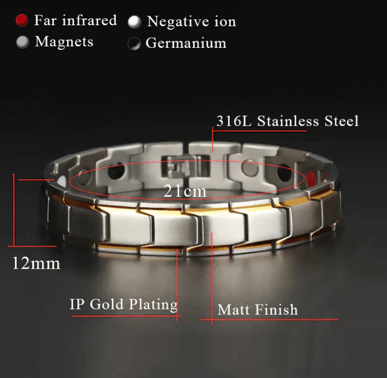Elegant magnetisk sundhedsarmbånd, sølvfarvet, fremmer velvære, med neodym-magneter, passer til ethvert outfit.