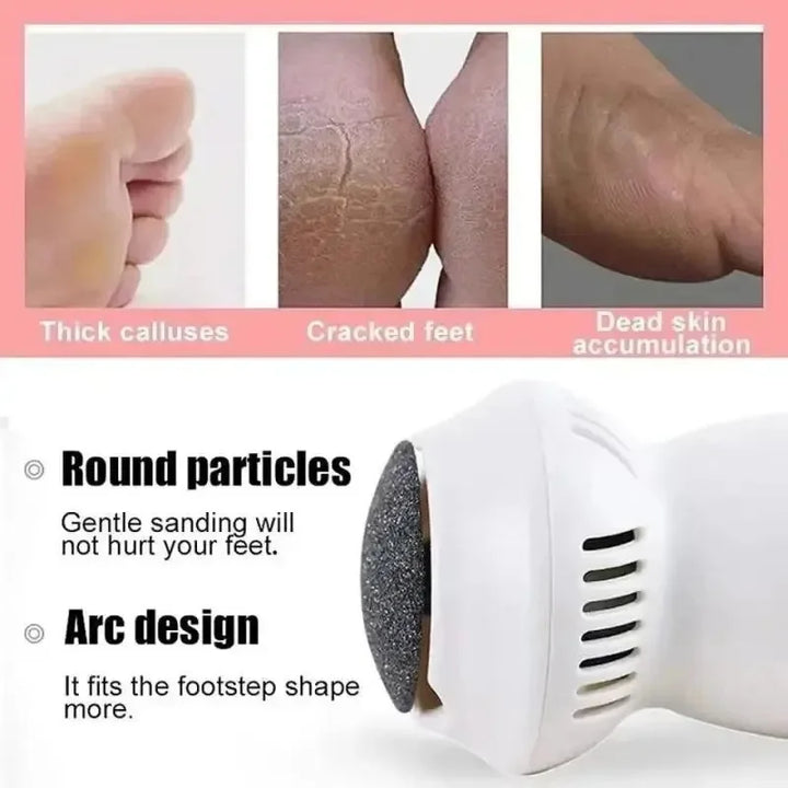 Elektrisk hårdhudfjerner til fodpleje, ergonomisk design, genopladelig, sidevisning, skønhed & velvære