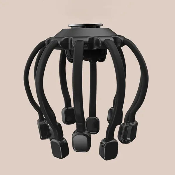Elektrisk hovedmassager med 10 vibrerende hoveder, ergonomisk og fleksibel, til afslappende hovedbundsmassage.