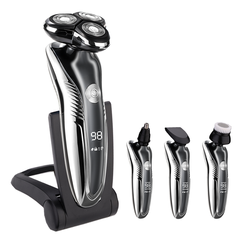 Elektrisk Z-serie barbermaskine, sort-sølv, vandtæt, ergonomisk, til våd og tør barbering, hudvenlig.
