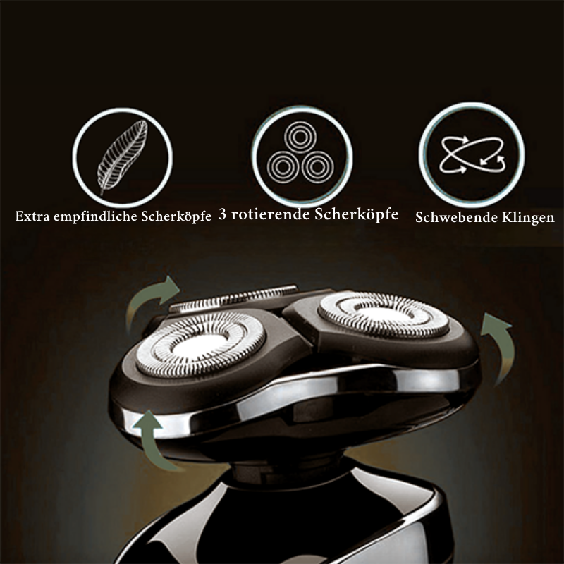 Elektrisk Z-serie barbermaskine, sort-sølv, vandtæt, ergonomisk, til våd og tør barbering, hudvenlig.