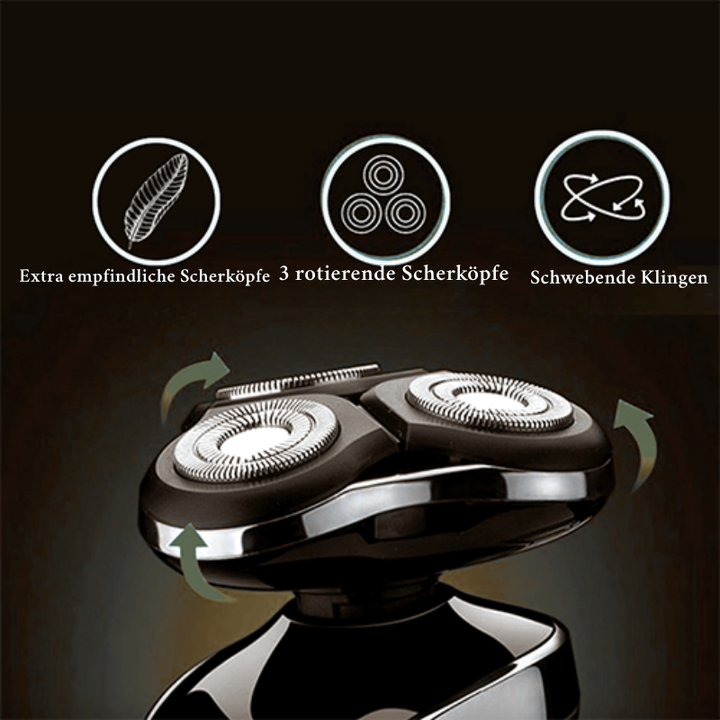 Elektrisk Z-serie barbermaskine, sort-sølv, vandtæt, ergonomisk, til våd og tør barbering, hudvenlig.