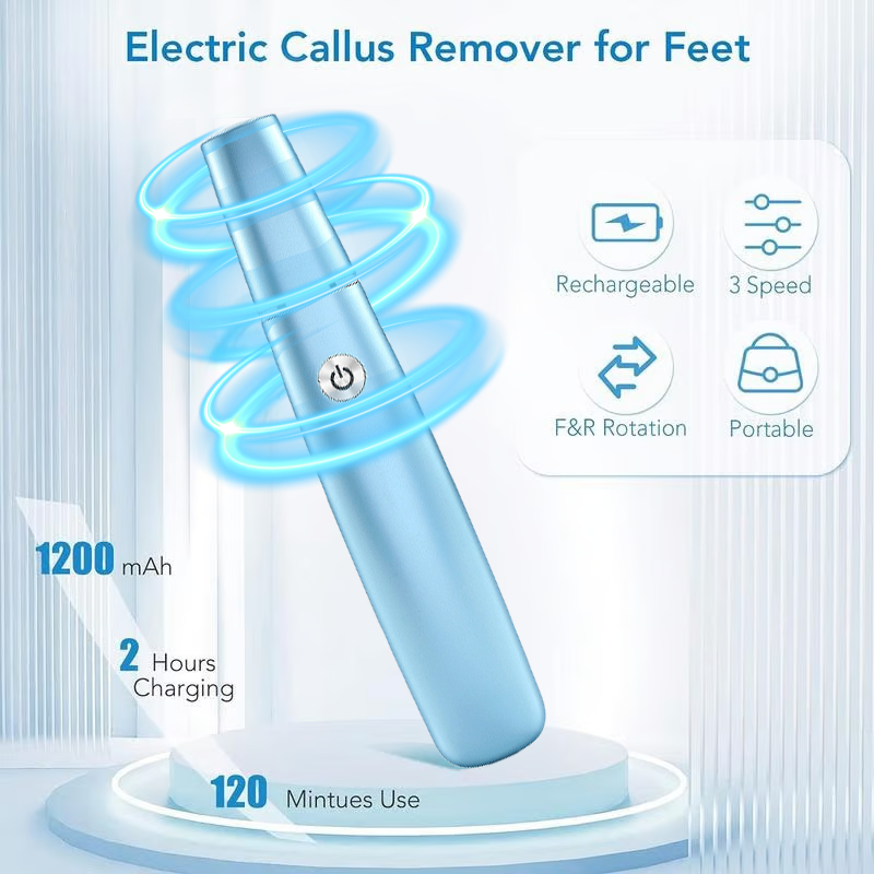 Effektiv elektrisk fodfil i ergonomisk design for bløde fødder. Velegnet til mænd og kvinder.
