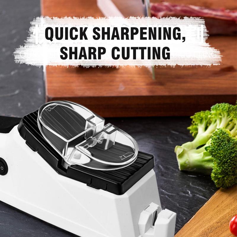 Produktboks med elektrisk knivsliber, klar til at levere skarpe knive og sakse til dit hjem.