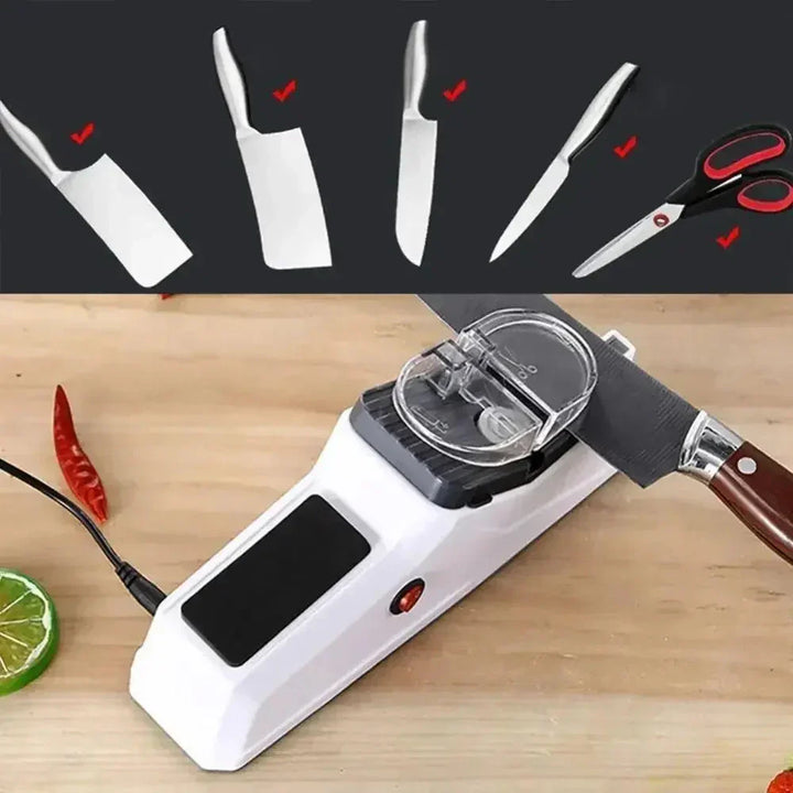 Elektrisk køkkenknivsliber til hurtig og nem slibning af skarpe knive. Uundværligt køkkenudstyr.