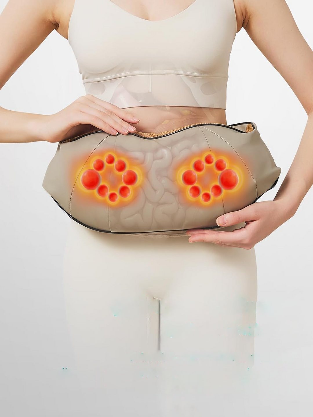 Elektrisk mavemassager med varme mod forstoppelse & oppustethed. Giver lindring & velvære.