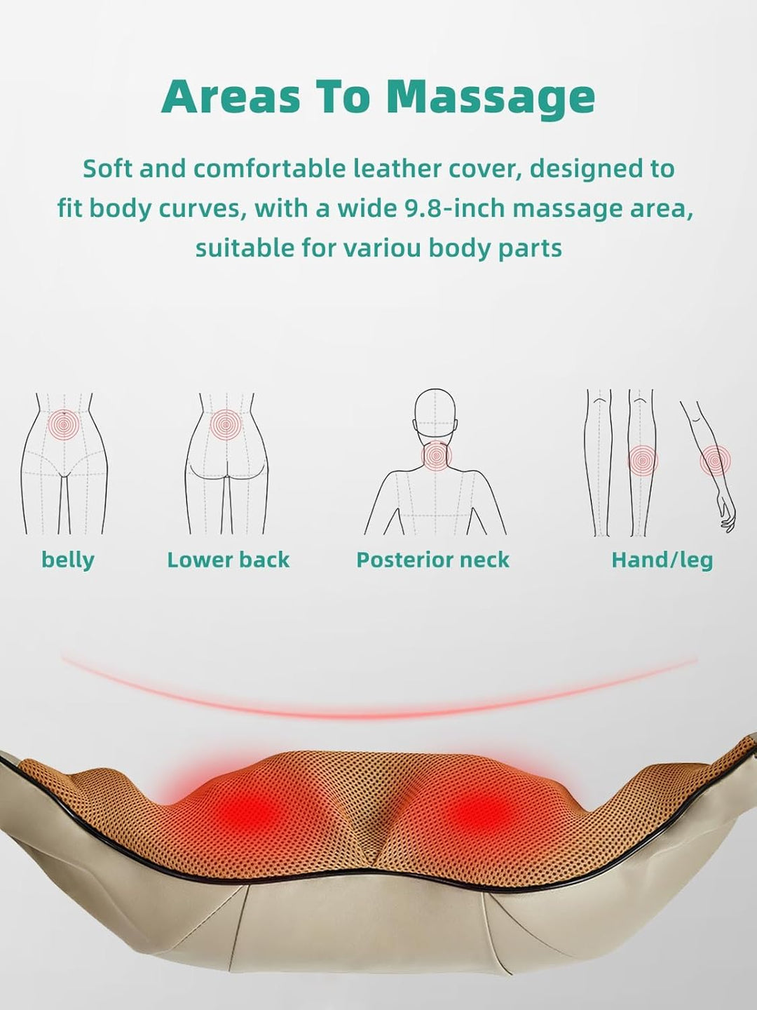En person bruger trådløs mavemassager med varme for at lindre forstoppelse & oppustethed effektivt.
