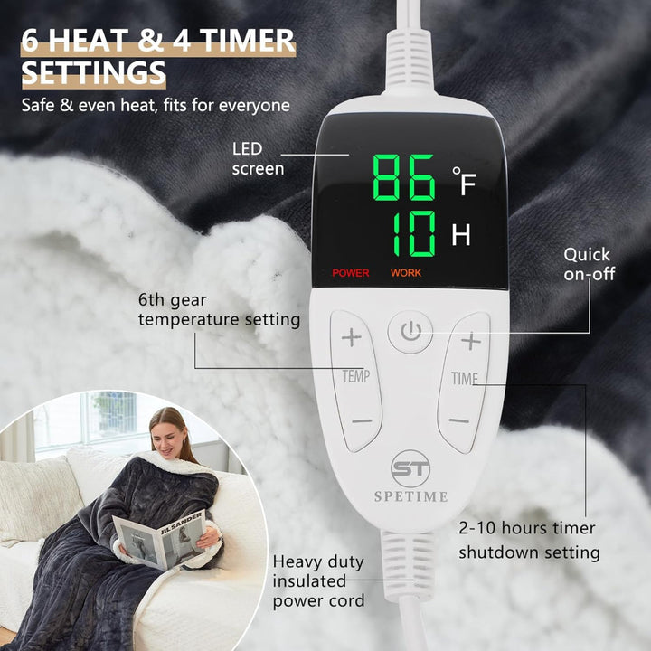 Lækkert elektrisk varmetæppe i blødt fleece. Perfekt til hjemmehygge med justerbar varme.
