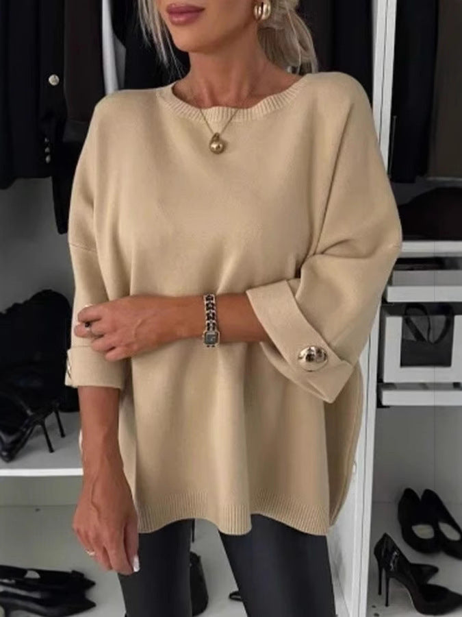 Stilfuld strikket bluse med knapper til kvinder, perfekt til en elegant og moderne look.