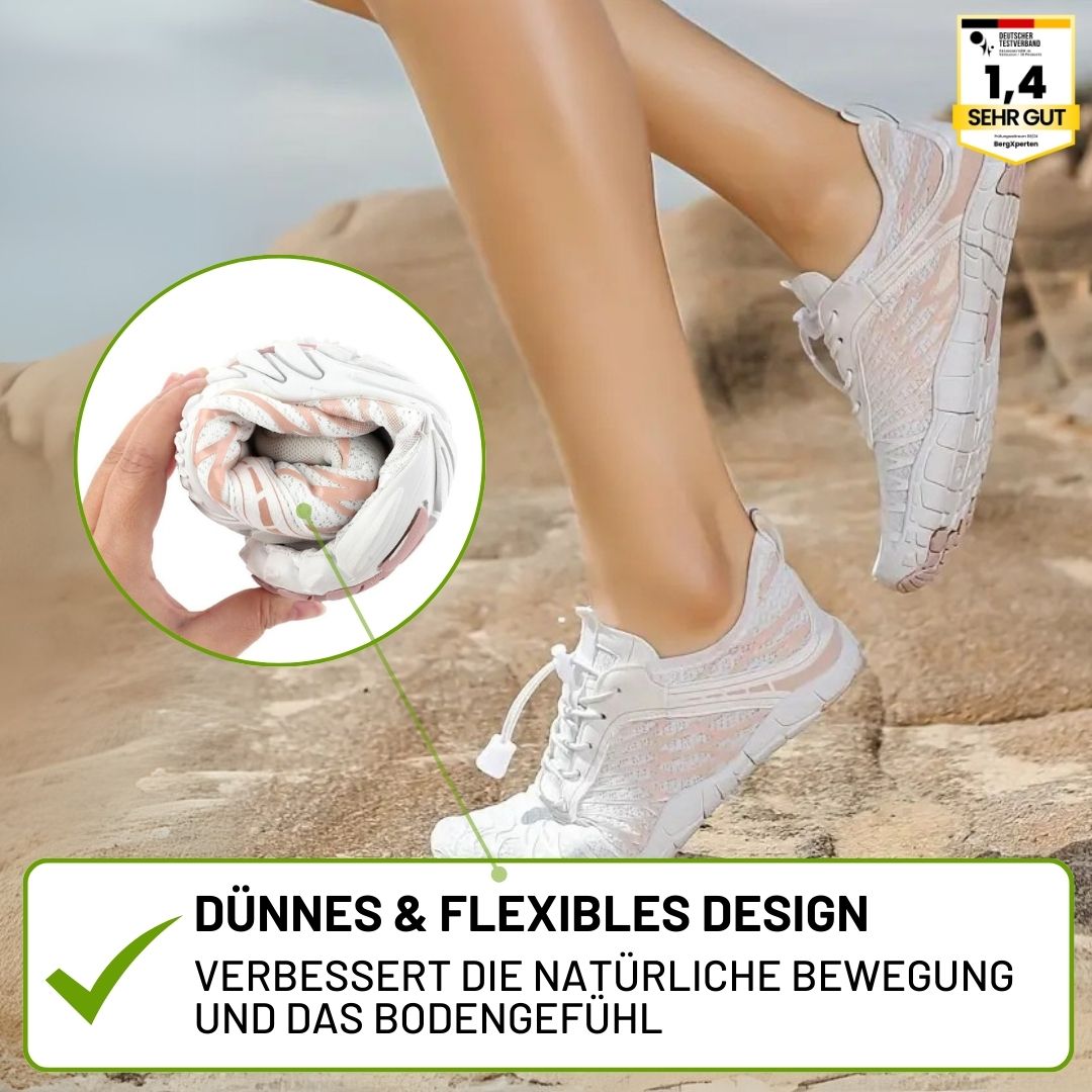 Ergonomiske barfodssko med rummeligt design, ideelle til naturlige bevægelser i hverdagen, komfortable og ledskånende