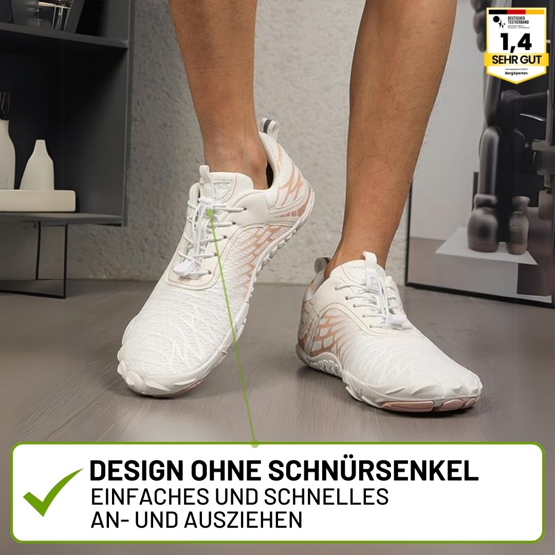 Ergonomiske barfodssko med rummeligt design, ideelle til naturlige bevægelser i hverdagen, komfortable og ledskånende