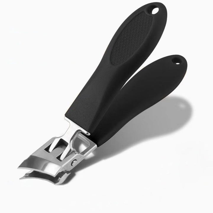 Ergonomisk neglesaks med skarpt blad, i sort og orange farver, til præcis og hygiejnisk negleklipning.