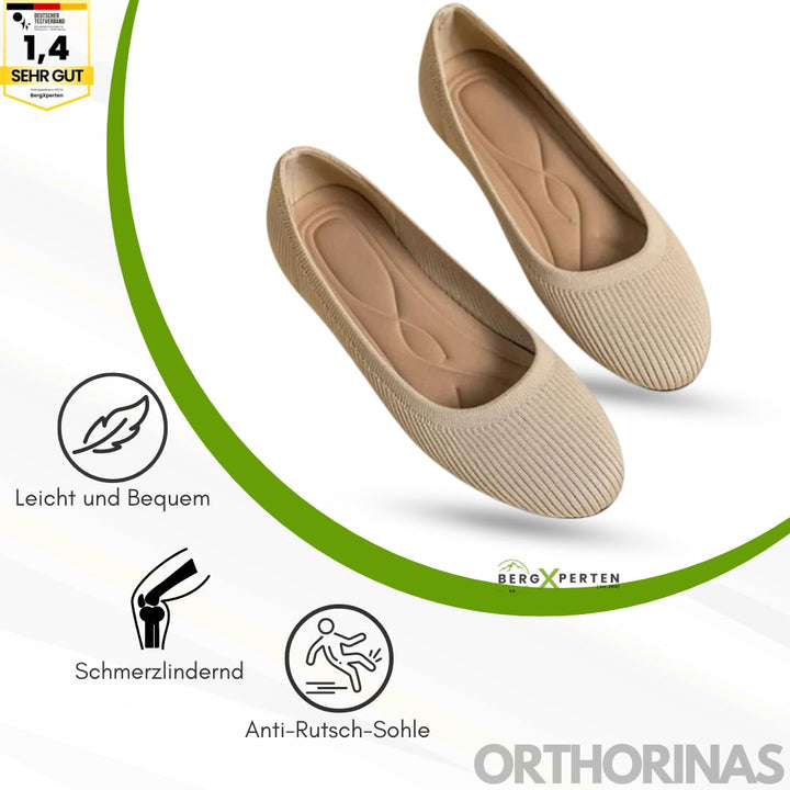 Ergonomiske skridsikre ballerinaer med elegant design, EVA-materiale og skridsikker sål for optimal komfort.