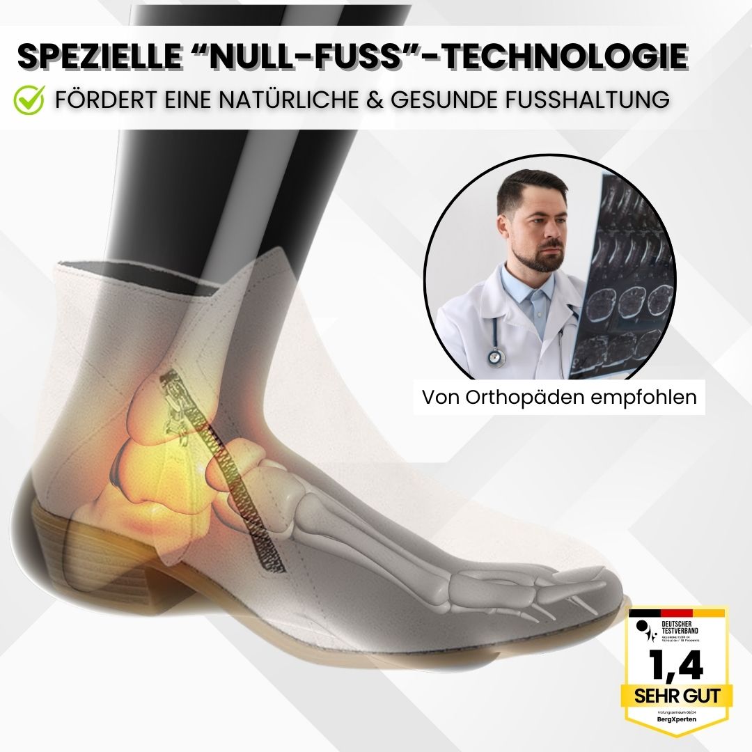 Nærbillede af ergonomisk sål på OrthoStep støvle for kvinder