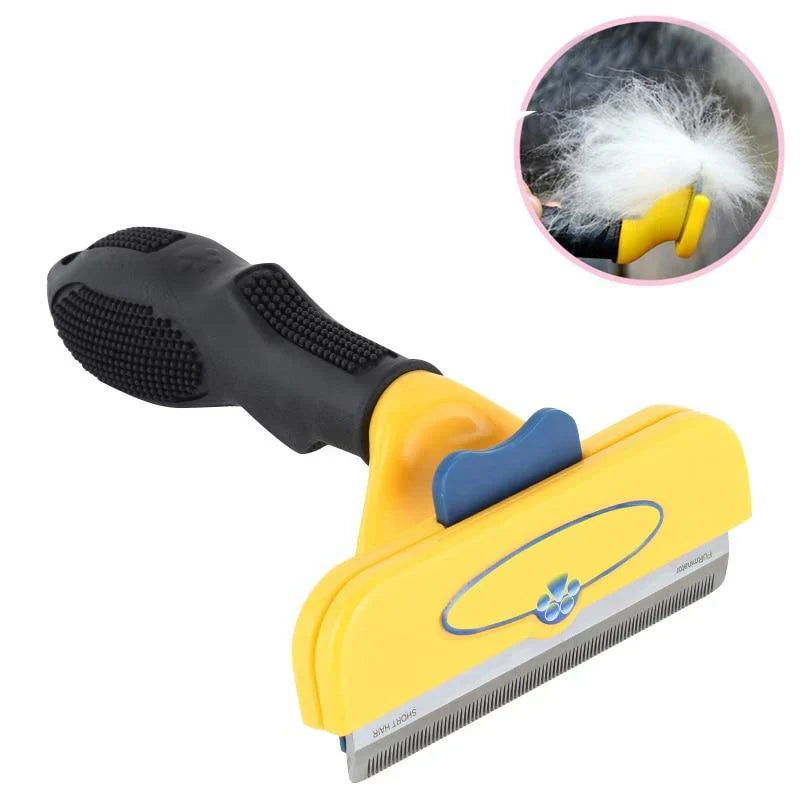 Ergonomisk loppe- og nittekam til hunde og katte, afrundede tænder, komfortabelt greb, fås i gul, grøn, orange.