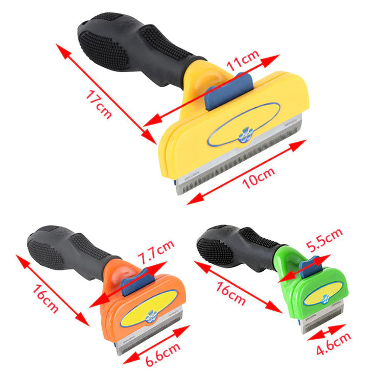 Ergonomisk loppe- og nittekam til hunde og katte, afrundede tænder, komfortabelt greb, fås i gul, grøn, orange.