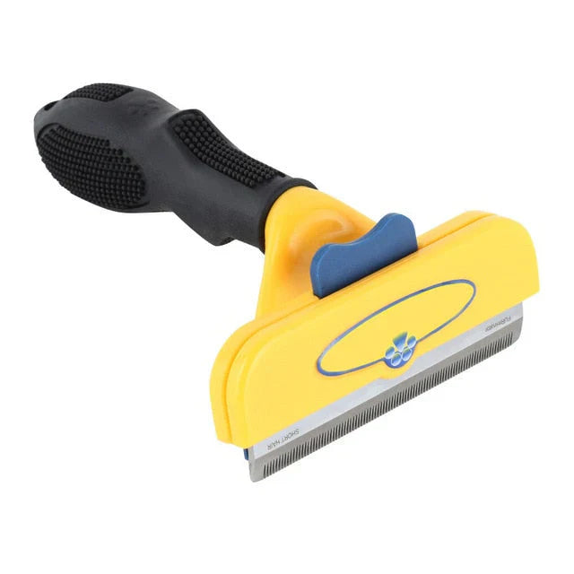 Ergonomisk loppe- og nittekam til hunde og katte, afrundede tænder, komfortabelt greb, fås i gul, grøn, orange.