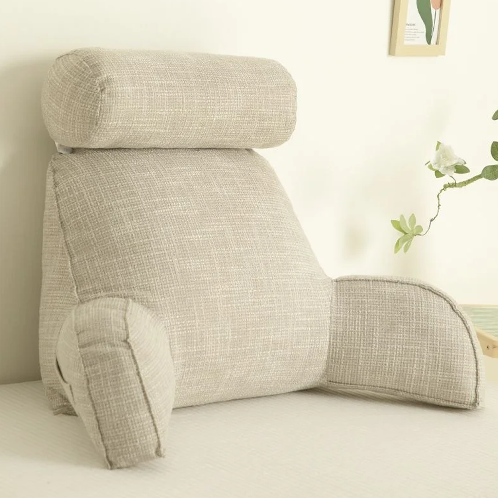 Billede af ergonomisk siddehynde med justerbar nakkestøtte og elegante armlæn for lindring af nakke- og rygsmerter