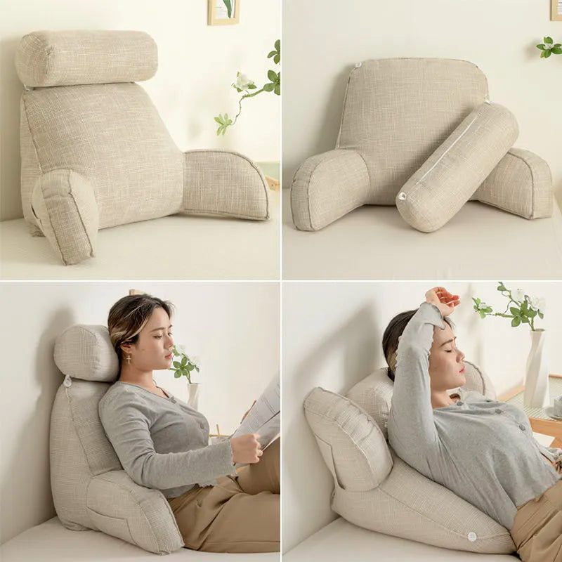 Billede af ergonomisk siddehynde med justerbar nakkestøtte og elegante armlæn for lindring af nakke- og rygsmerter