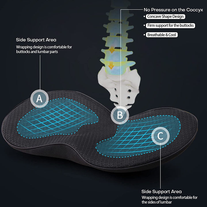 Ergonomisk chaufførpude med memory foam, designet til at optimere din kørestilling og forbedre udsyn.