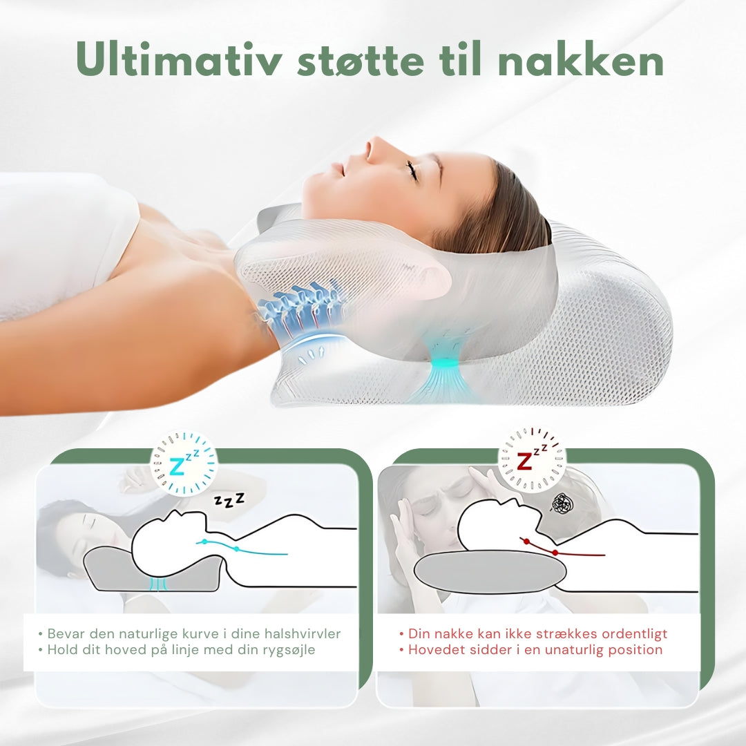 Komfortabel ergonomisk pude for søvnforbedring og optimal hovedstøtte. Ideel til pleje og sundhed i hjemmet.