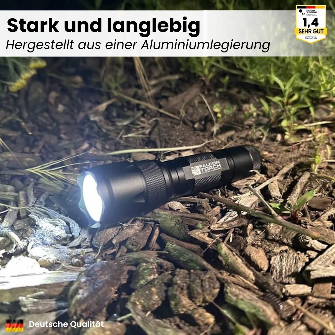 Ultrastærk 500 lumen militær lommelygte ViperX700 i aluminium med fem belysningstilstande til udendørs eventyr.