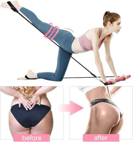 Pilatesstang med modstandsbånd til træning