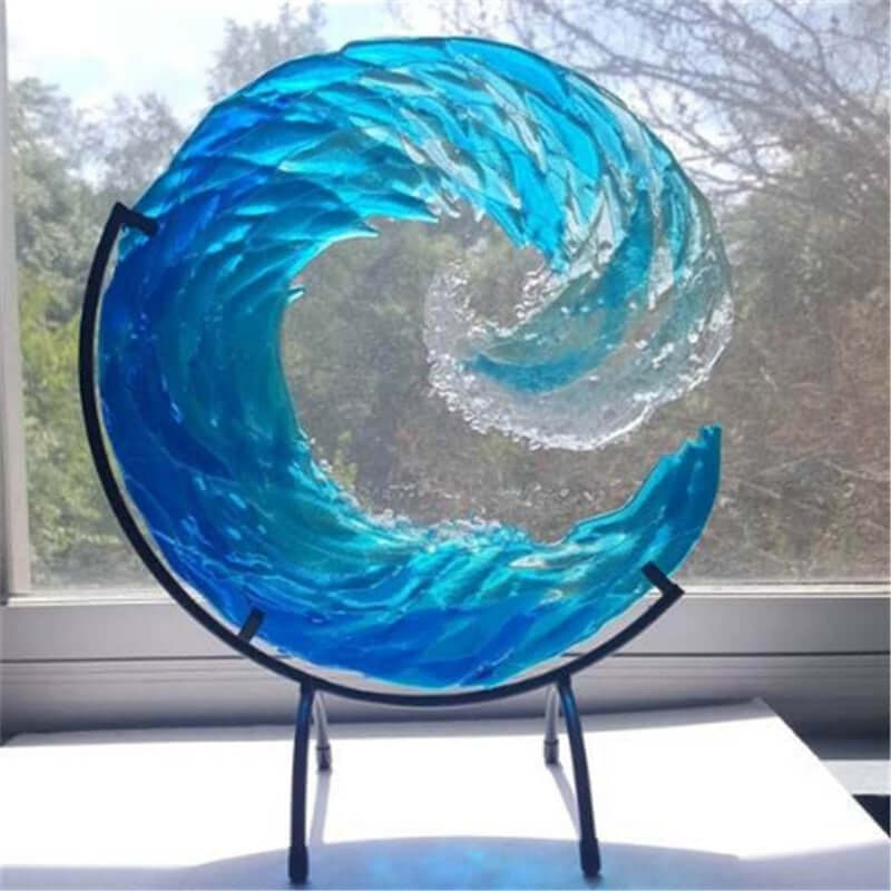 Unisex Glas Skulptur Oceanbølge Dekofigur