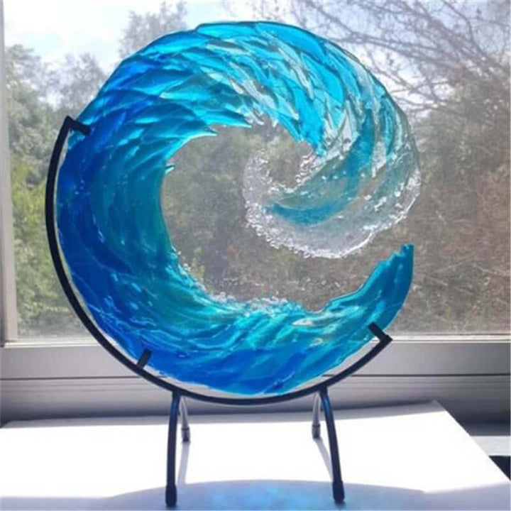 Unisex Glas Skulptur Oceanbølge Dekofigur