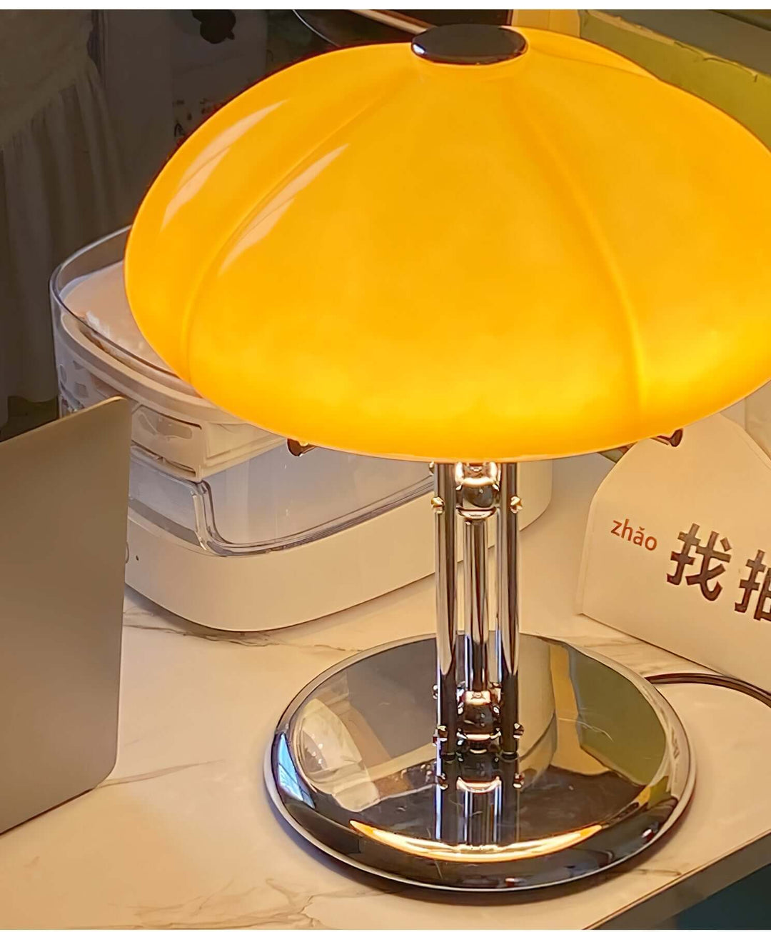 Svamp Design Bordlampe Glas Ravfarvet